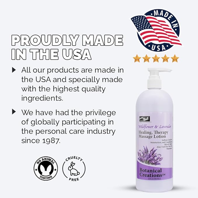 PRO NAIL - Healing Therapy Massage Lotion - Professional Pedicure, Body and Hot Oil Manicure, Infused with Natural Oils, Vitamins, Panthenol and Amino Acids (Lavender, 32 Ounce)