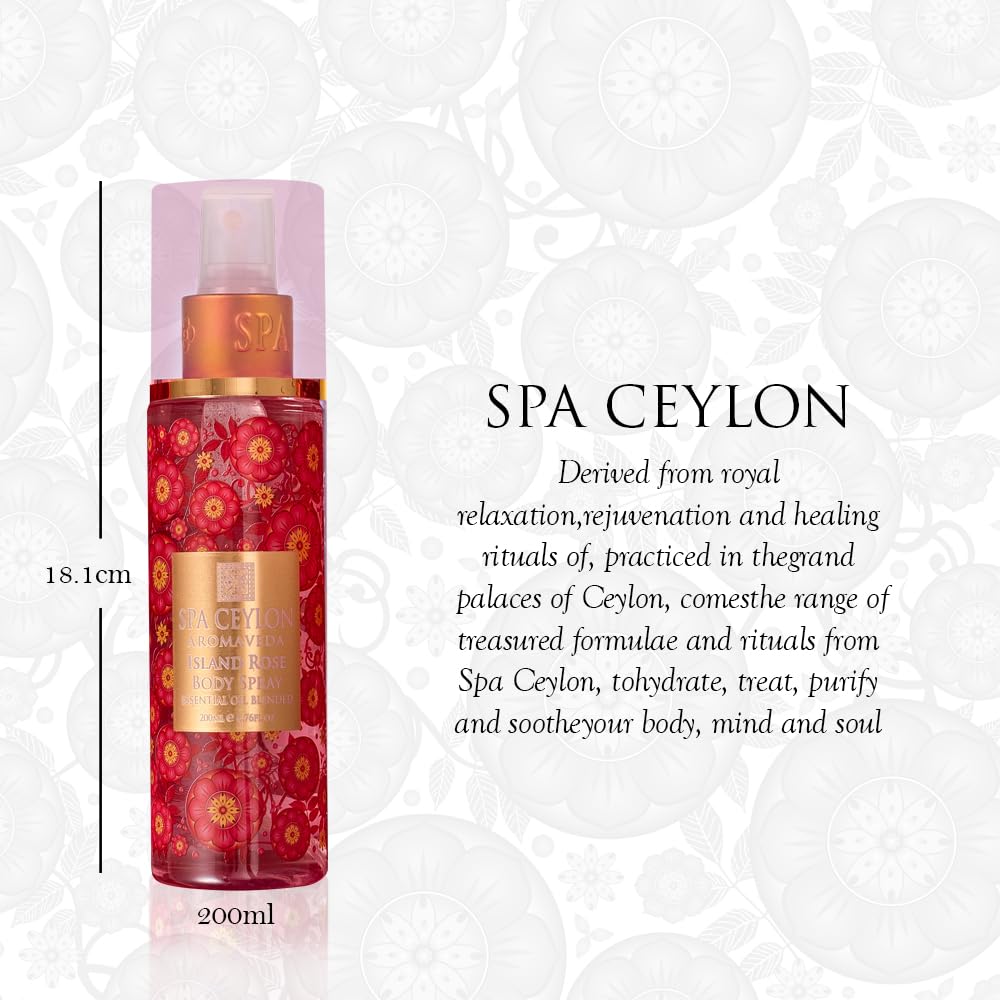 SPA CEYLON Tuberose Body Spray, Fragrant Body Mist with Lavender & Tuberose, Elegant Women's Perfume for All-Day Scent, 200 ml
