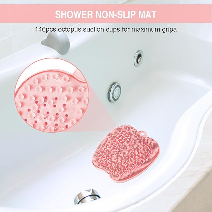 BESKAR XL Large Foot Scrubber Mat for Use in Shower - Shower Foot Cleaner to Eliminate Calluses Dead Skin, Foot Massager Mat for Men & Women to Soothe Achy Feet, Non Slip Suction Cups