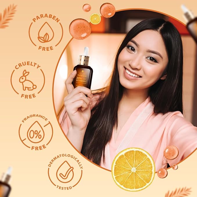 Antioxidants rich 20% Vitamin C Serum for Face with Glycolic Acid and Hyaluronic Acid -RED light therapy serum Boosts Collagen production, Fades Dark Spots, ANTI-AGING, nighttime use (9 serum in 1)