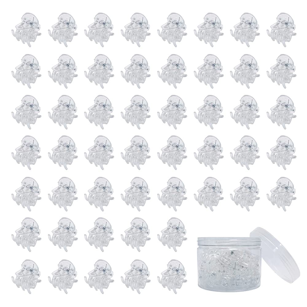 50 PCS Mini Hair Claw Clips， Bangs Strong Grip Multifunction Clamp Clips. (Transparent white)