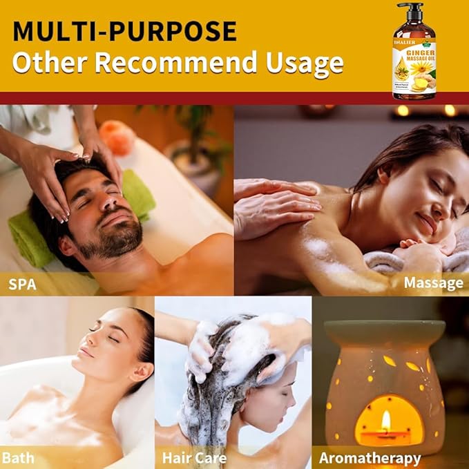Ginger Massage Oil,Ginger Oil for Lymphatic Drainage,Massage Oil for Massage Therapy,﻿SPA Massage Oils,Relaxing Sore Muscle Massage Oil,Ginger Essential Oil for Body Massage