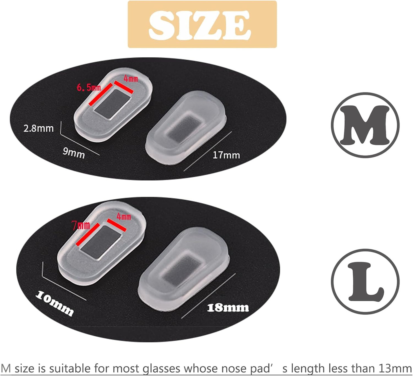 OPUGIT Eyeglass Nose Pad Covers, Slip-on Silicone Nose Pad for Glasses, Soft Eyeglass Repair Kit with Nose Piece Pads, Anti-Slip Eyewear Protective Covers Nose Bridge Pads(White,5 Pairs,L Size)