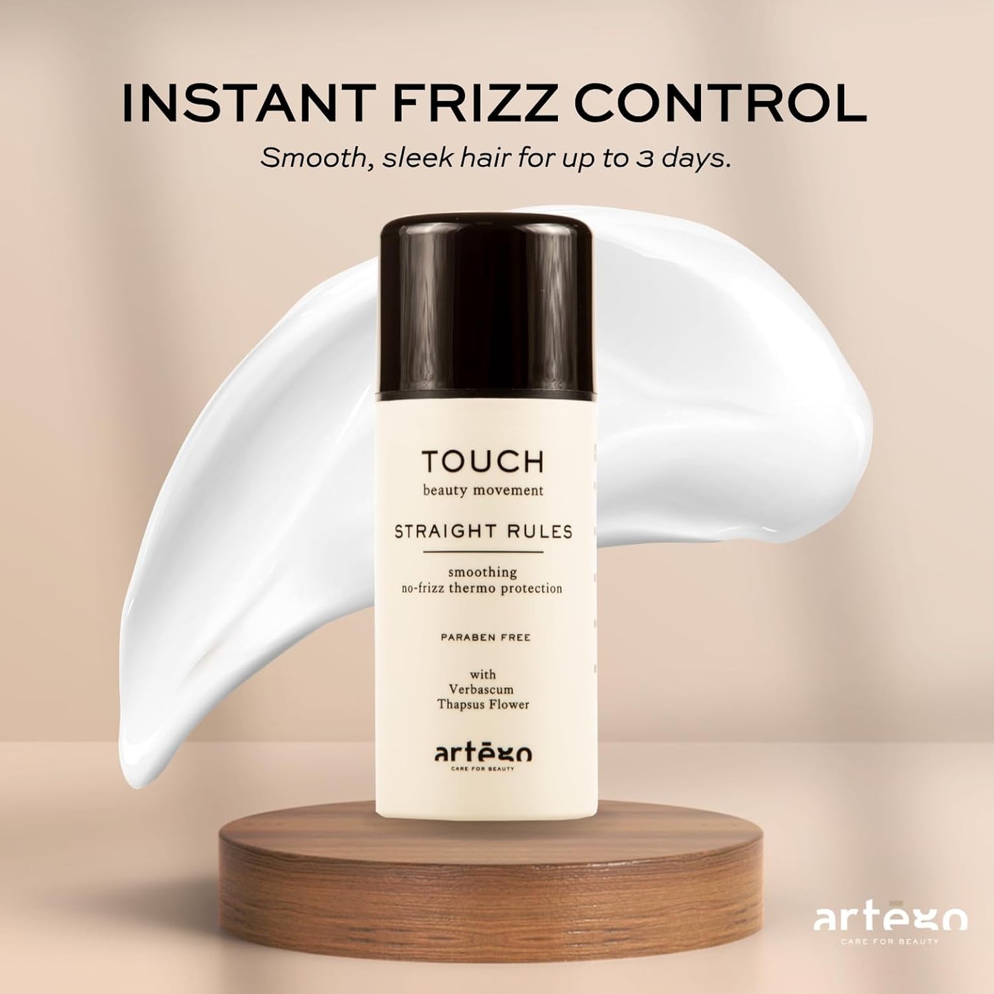 Artègo TOUCH Straight Rules Anti-Frizz Cream (3.4 oz) – Smoothing Leave-In Styling Cream for Sleek, Shiny, Frizz-Free Hair