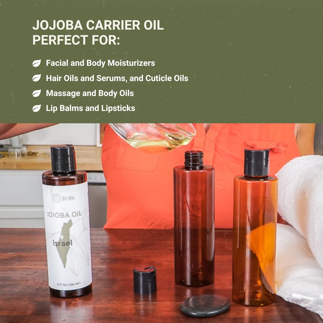 Jojoba Oil - Direct from EIR Oils' Farm in Israel - 100% Pure Carrier Oil for Hair, Face, and Skin - Hand-Picked, Cold-Pressed Carrier Oil (1 Gallon)