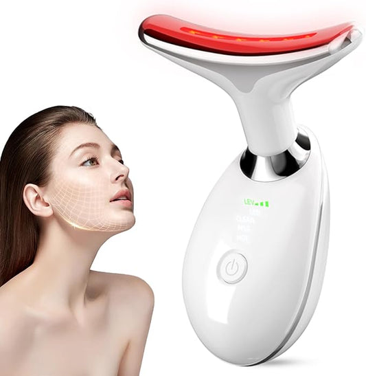 Facial and Neck Massage,3-in-1 Face Tool,Facial Beauty Device for Skin Care (White)
