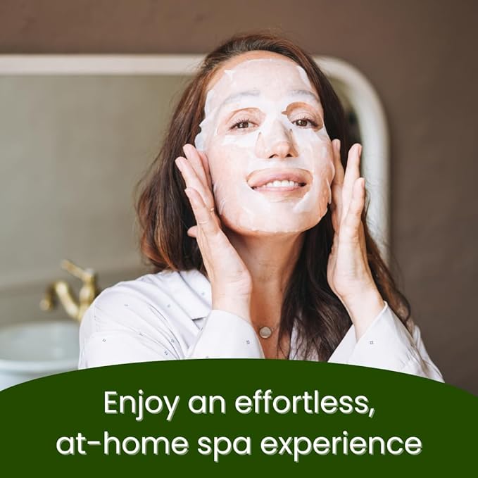 Yu-Be Facial Mask: Revitalizing Aloe Vera | Plant-Based Konjac Sheet Mask Soothes, Plumps, & Hydrates Face | Reduces Appearance of Scars, Dark Spots, & Wrinkles | Boosts Skin Elasticity - 3 sheets