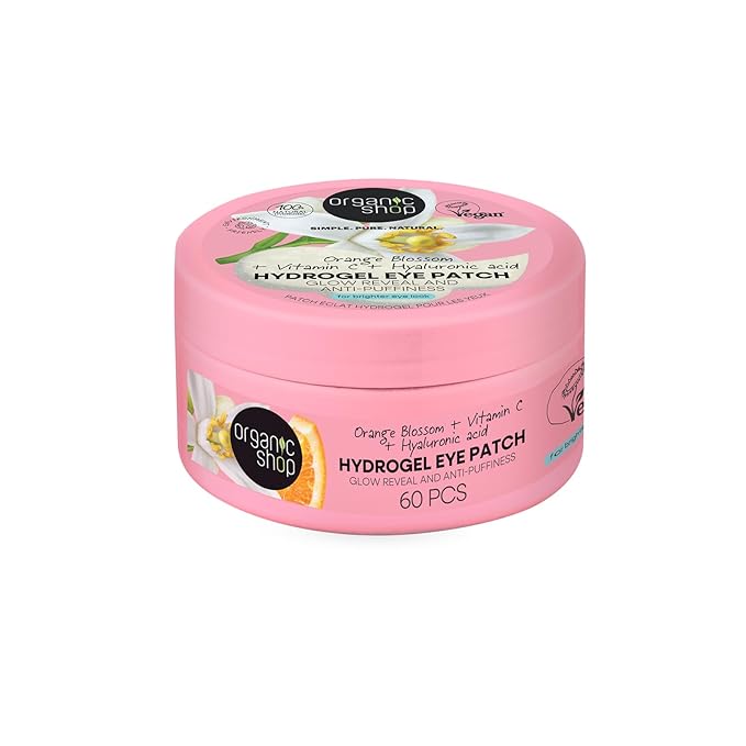 Hyaluronic Acid & Vitamin C Hydrogel Eye Patches for Dark Circles, Anti Puffiness, Deep Hydration, Fight Wrinkles & Fine Lines, Dark Spots, Texture Repair 100% Vegan & Organic. 60 Pcs