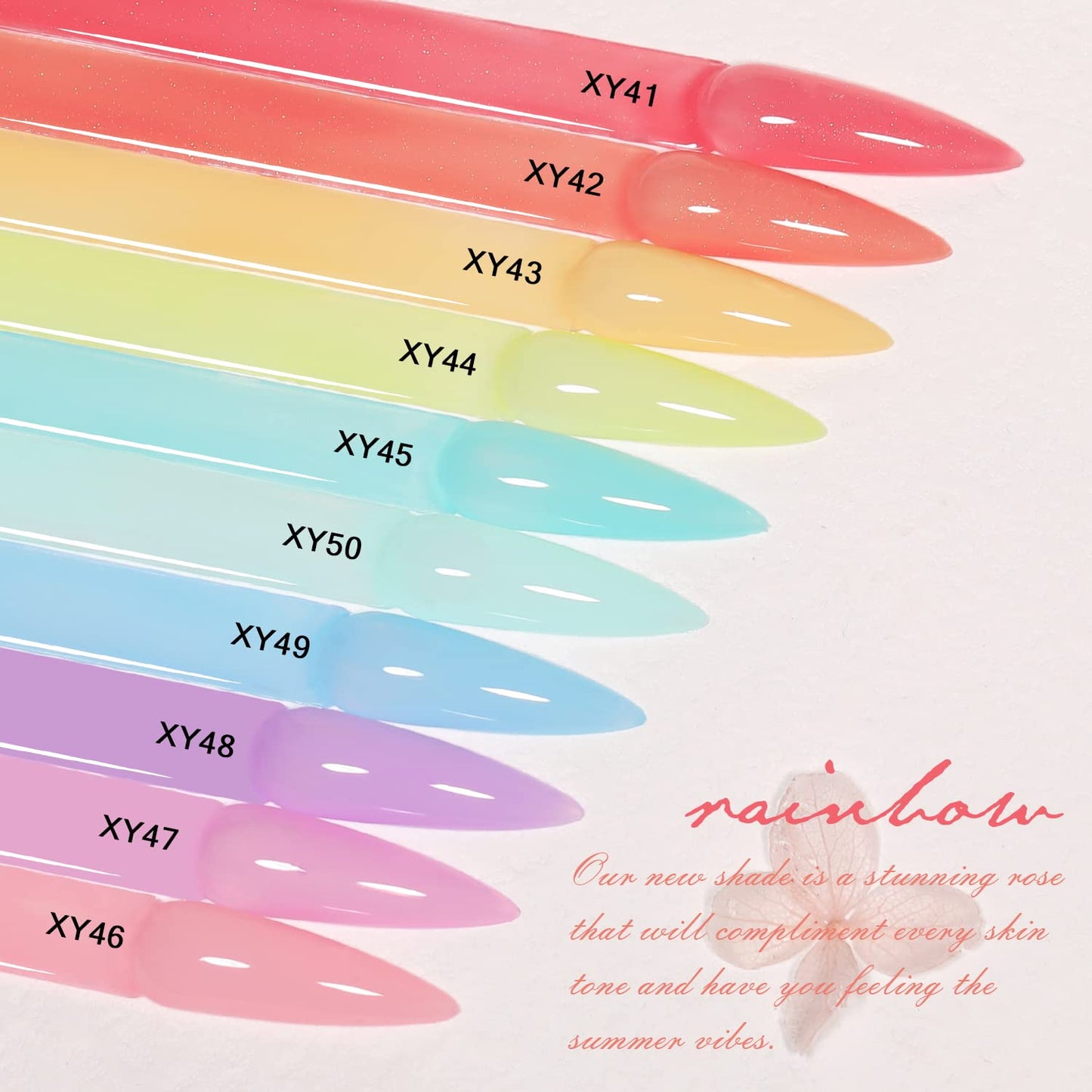 Jelly-Pastel Gel Nail Polish Set - 10 Pcs Pink Nude Gel Polish Set with Summer Yellow Blue Colors - DIY Soak Off Nail Lamp - Easter Decoration Gifts for Women - Manicure Kit