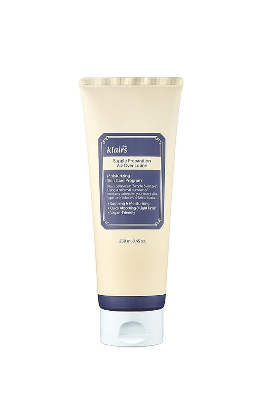 DearKlairs] Supple Preparation All-over lotion, Daily face and body moisturizer, for sensitive skin, Essential oil Free, Artificial fragrance free,250ml, 8.45oz