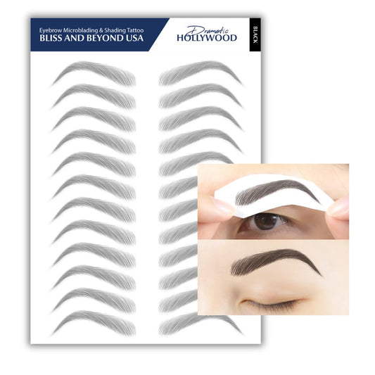 Bliss and Beyond USA | Microblading & Shading Tattoo | A combination of hair stoke and powdered brows | Non-toxic | Vegan friendly (Dramatic Hollywood, Black)