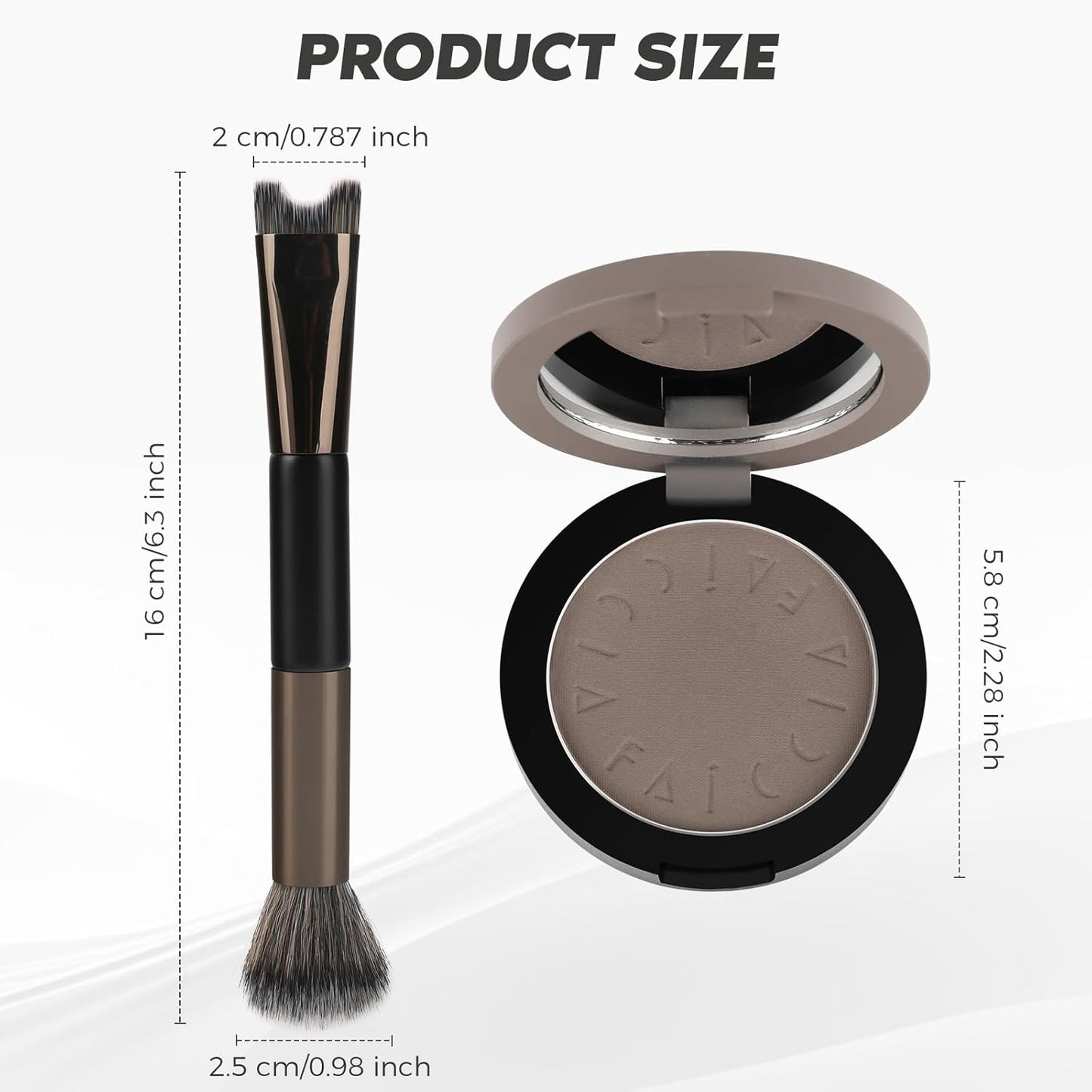 Cool Toned Contour Palette with 2 IN 1 Nose Contouring Brush & Mirror, 【Delicate Texture】【Multi-Purposes & Buildable】【Long Lasting】, Grey Contour Powder Suitable for Cool Toned Fair Skin