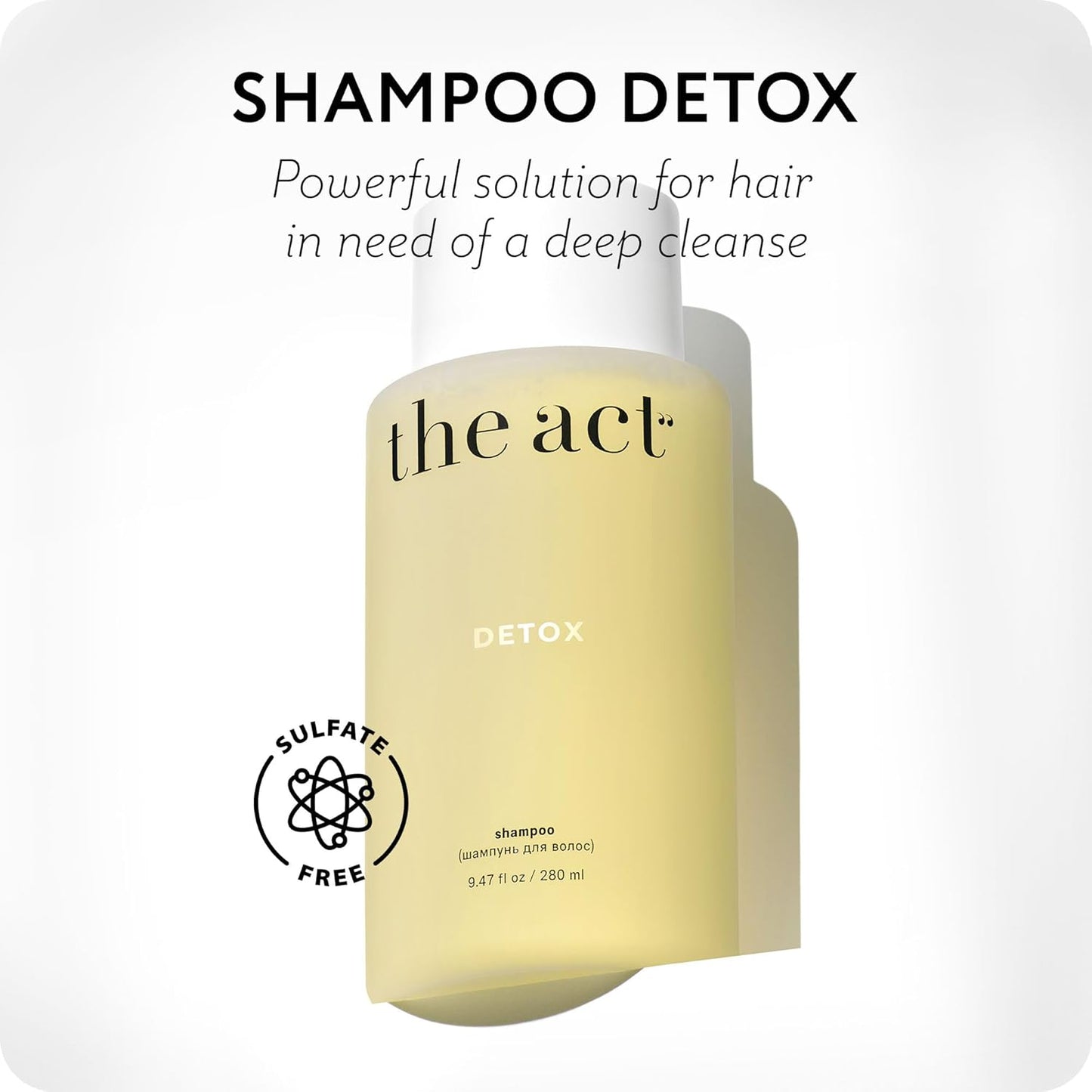 Detox Shampoo - Organic, Moisturizing, Restorative Care for All Hair Types, Curly and Color Treated Hair - Deep Cleansing, Sulfate Free, Vegan, for Women Men, 9.47 fl oz