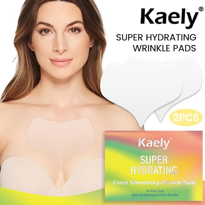 evpct 2Pcs Silicone Chest Smoothing Wrinkle Pads Reusable, Silicone Anti Chest Wrinkle Patches Reusable for Chest Wrinkles Overnight, Décolleté Chest Wrinkle Pillow Pads for Smoother, Size M-Peach