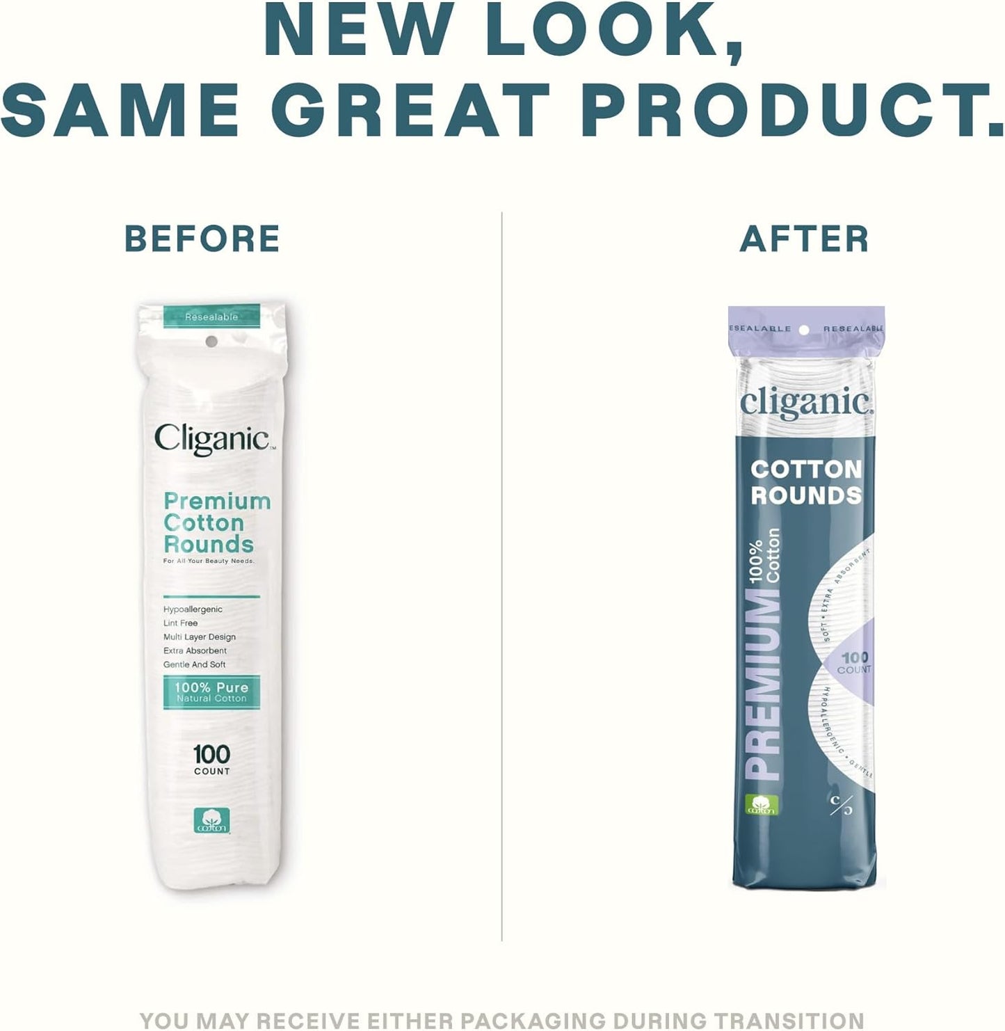 Cliganic Premium 100% Cotton Makeup Remover Pads 540 Count, (Pack of 6)