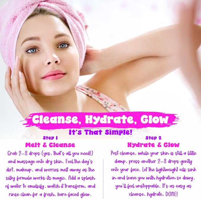 Dew-It-All Drops - Organic Face Cleanser & Moisturizer In One - Lightweight Hydrating Facial Oil for Glowing Skin – Natural Makeup Remover & Anti-Aging Serum - All Skin Types 30mL