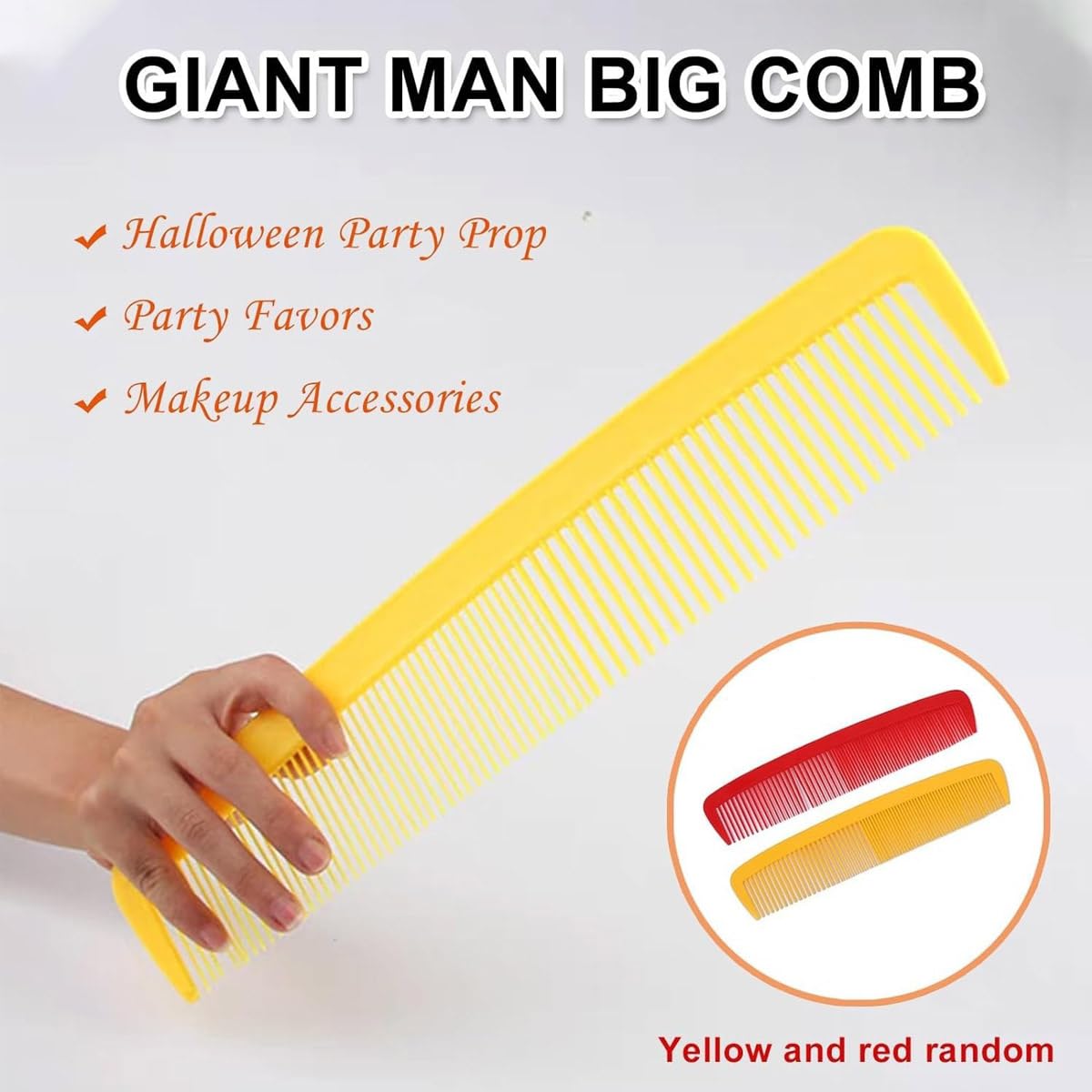 Party Carnival Giant Comb - Giant Wide Comb for Halloween & Carnival,Oversized Prank Hair Styling Tool（Rose）