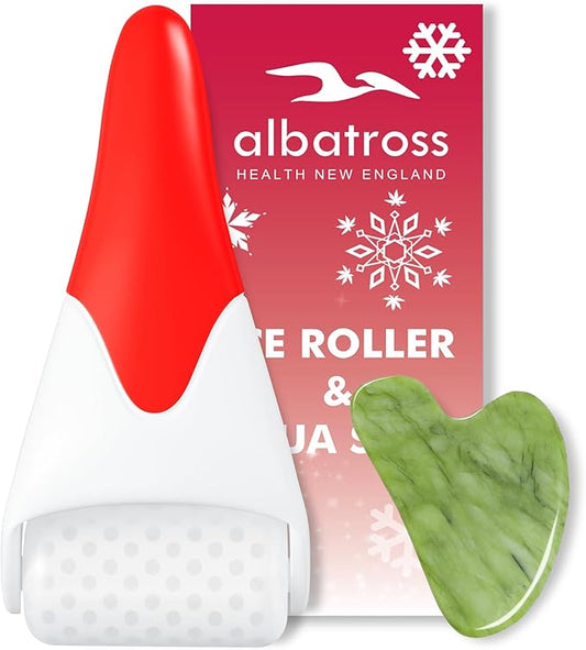 Ice Roller & Gua Sha Set, Skin Care for Face Wrinkles and Puffiness, Self Facial Massage Tools