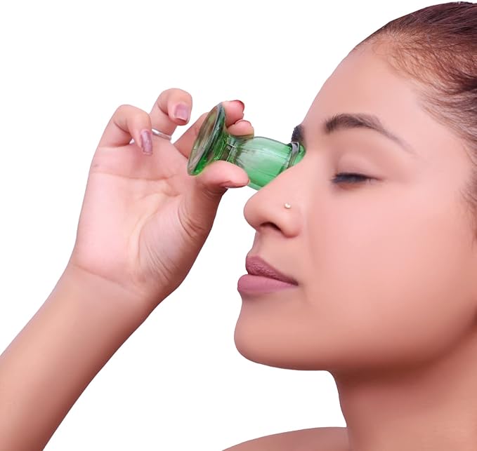 Glass Eye Wash Cup for Keep Your Eyes Clean and Healthy | Soothing Relief from Allergens Irritants Makeup Dust Dry Eyes | Eye Shaped Rim Snug Fit Set of 2 (Light Green)