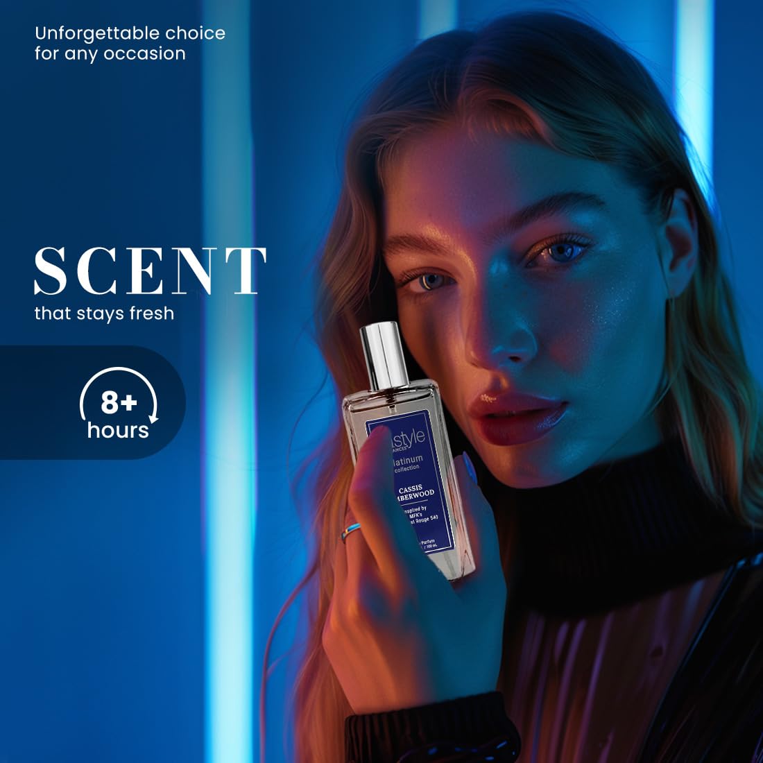 Instyle Fragrances, Platinum Collection, Cassis Amberwood, Inspired by MFK’s Baccarat Rouge 540, Women’s Eau de Parfum, CLEAN, Vegan, Paraben-Free, Never Tested on Animals, 3.4 Fluid Ounces