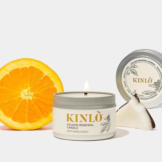 Kinlo Self Care Kit - Facial Oil, Facial Mist, Eye cream, Sweet Orange Coconut Scent Candle | Home SPA Gift Set Mother's Mother's day gift day gift | Black Owned Skincare | Made in USA