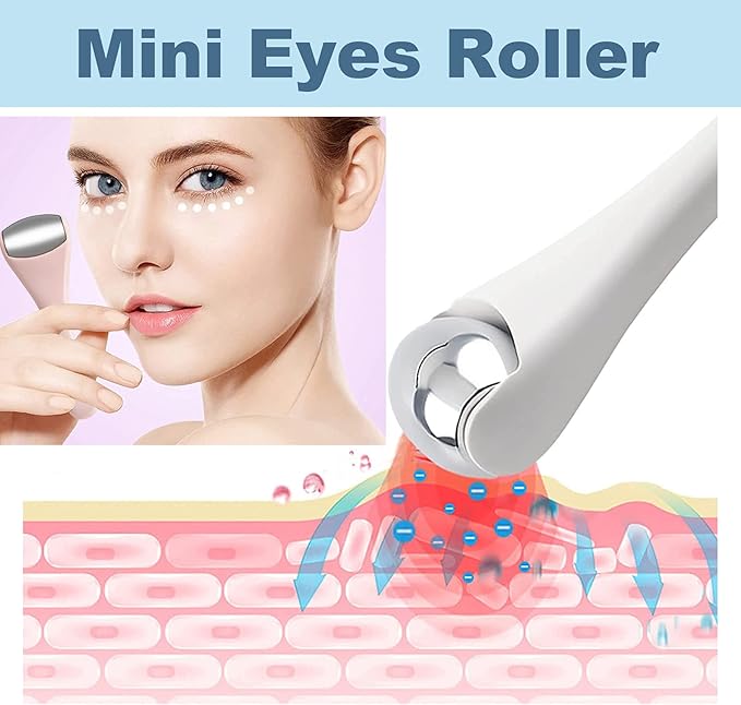 Mini Eye Ice Roller for Eye Puffiness, Facial Ice Roller and Mini Eye Roller 2 In 1, Eye Massager for Migraine Relief, Tighten Pores, Pain Relief, Reduce Wrinkle Puffy