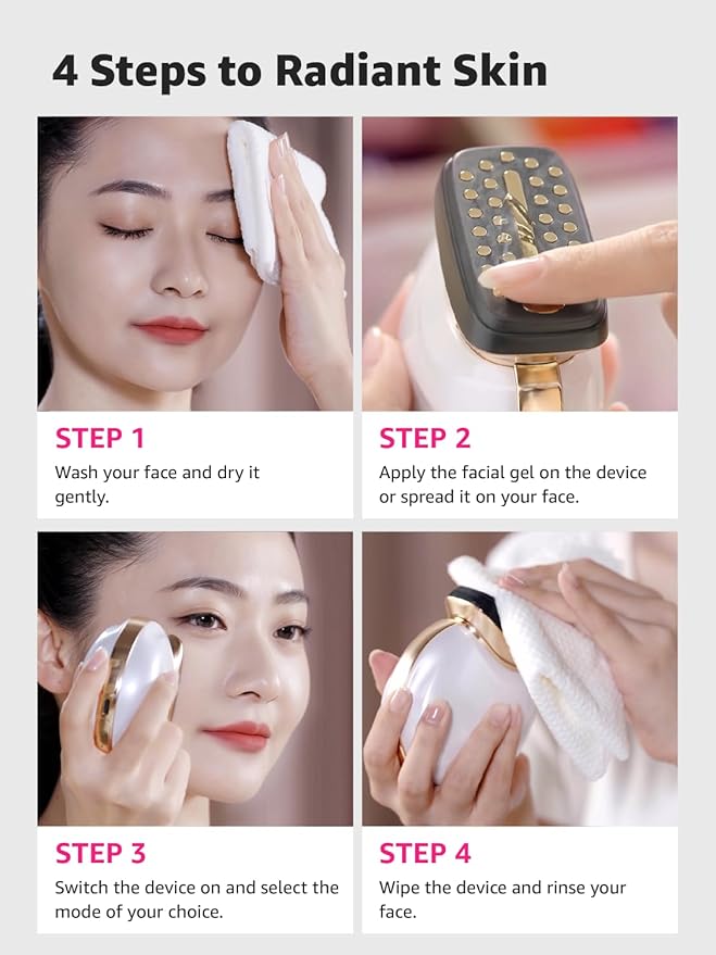 Microcurrent Facial Device Face Lift: iFae 3 in 1 Light Therapy for Face, Portable Face Lift Device for 90 Seconds Lifting, Tightening, Skin Rejuvenation Anti-Aging Wrinkle Skin Salon at Home (White)