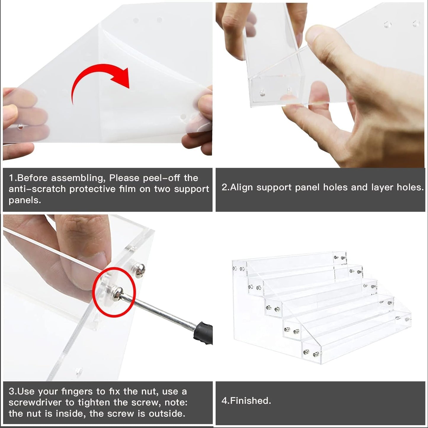 Kingtaily 7 Tiers Layers Organizer Rack Stand Holder Large Capacity Acrylic Clear for Nails Polish Essential Oil Lipstick and Sunglasses