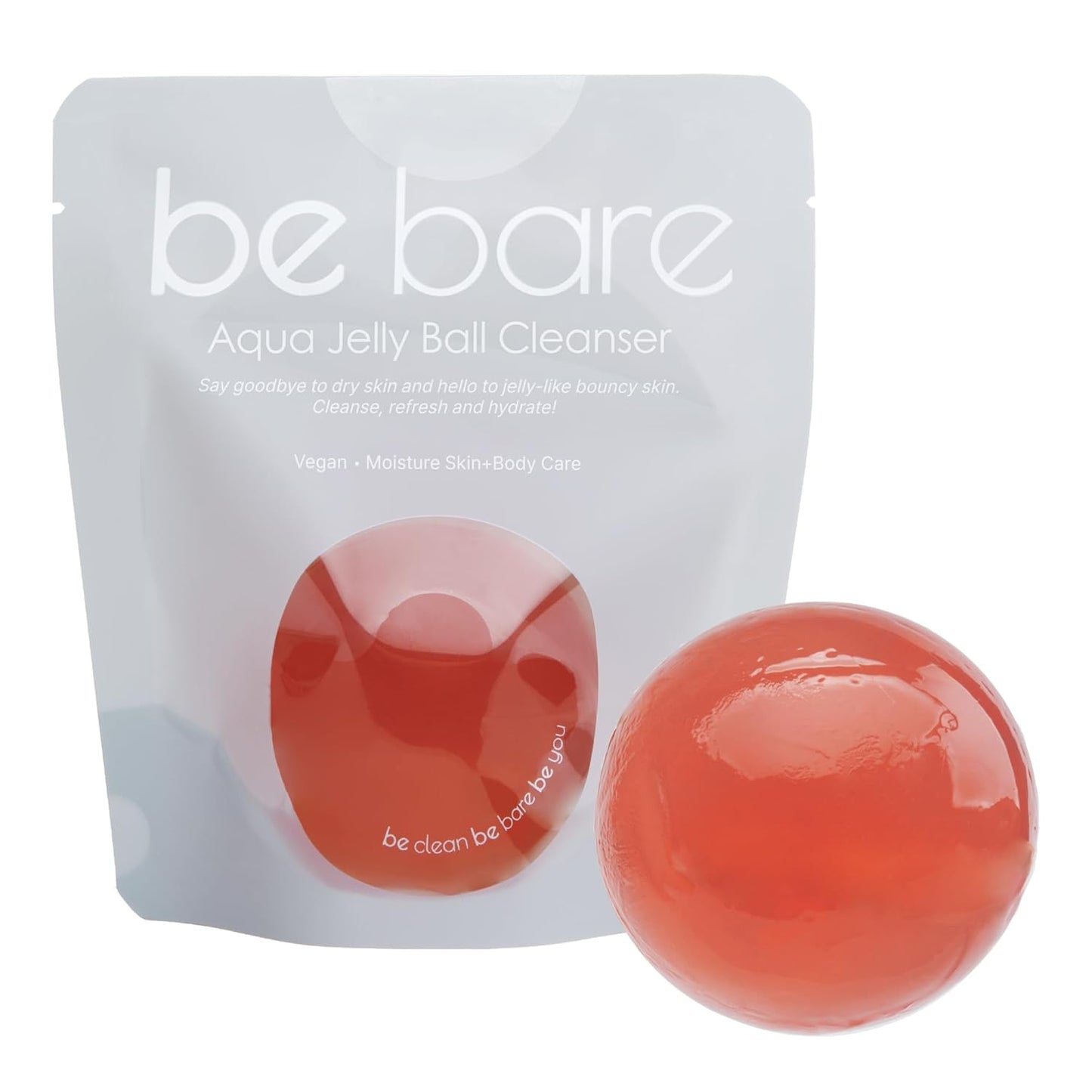 Naisture Be Bare Jelly Ball Cleanser, Daily Face Wash Korean Skin Care Cleanser Ball for Dry Skin with Allantoin for Protection, AHA &BHA for Exfoliation and Hydration- Peachy Pink (1.41oz)