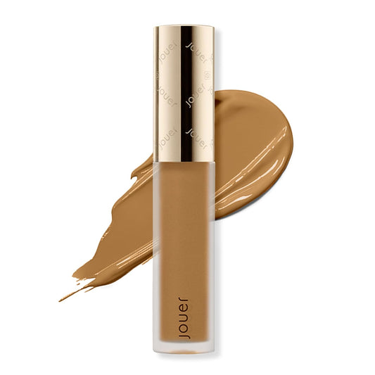 Jouer Essential High Coverage Liquid Concealer - Brightening Concealer - Color Corrector for Under Eye Dark Circles, Spot Coverage, and Eye Primer - Soft Matte Finish, CafeauLait