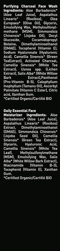 Brickell Men's Daily Essential Face Care Routine II, Purifying Charcoal Face Wash and Daily Essential Face Moisturizer, Natural and Organic, Unscented, Skincare Gift Set