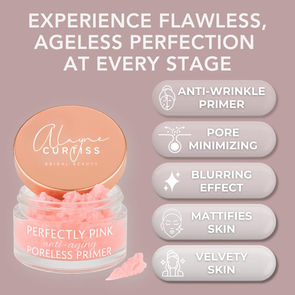 Perfectly Pink Poreless Primer Face Makeup Primer, Pore Perfecting, Skin Smoothing, Mattifying, Line Smoothing, Long Lasting, Skin Blurring, Use before or after foundation, powder, All skin types
