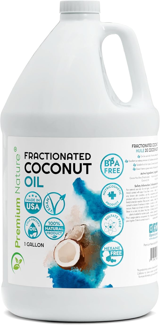 Fractionated Coconut Oil Massage Oil - Cold Pressed Oil Best Carrier Oil for Essential Oils Mixing Body Oils for Women Dry Skin Moisturizer Coconut Oil for Skin, Coconut Oil Hair Oil Body Oil 1 Gallon