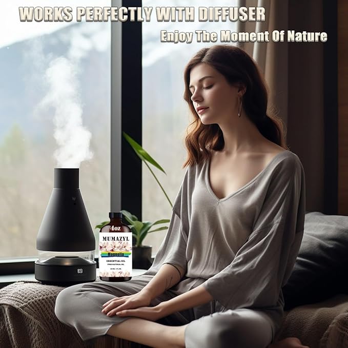 Magnolia Essential Oil, Magnolia Oil 4 Fl Oz 120ML for Diffuser Humidifier Yoga Cleaning DIY Candle Soap Making Essential Oils