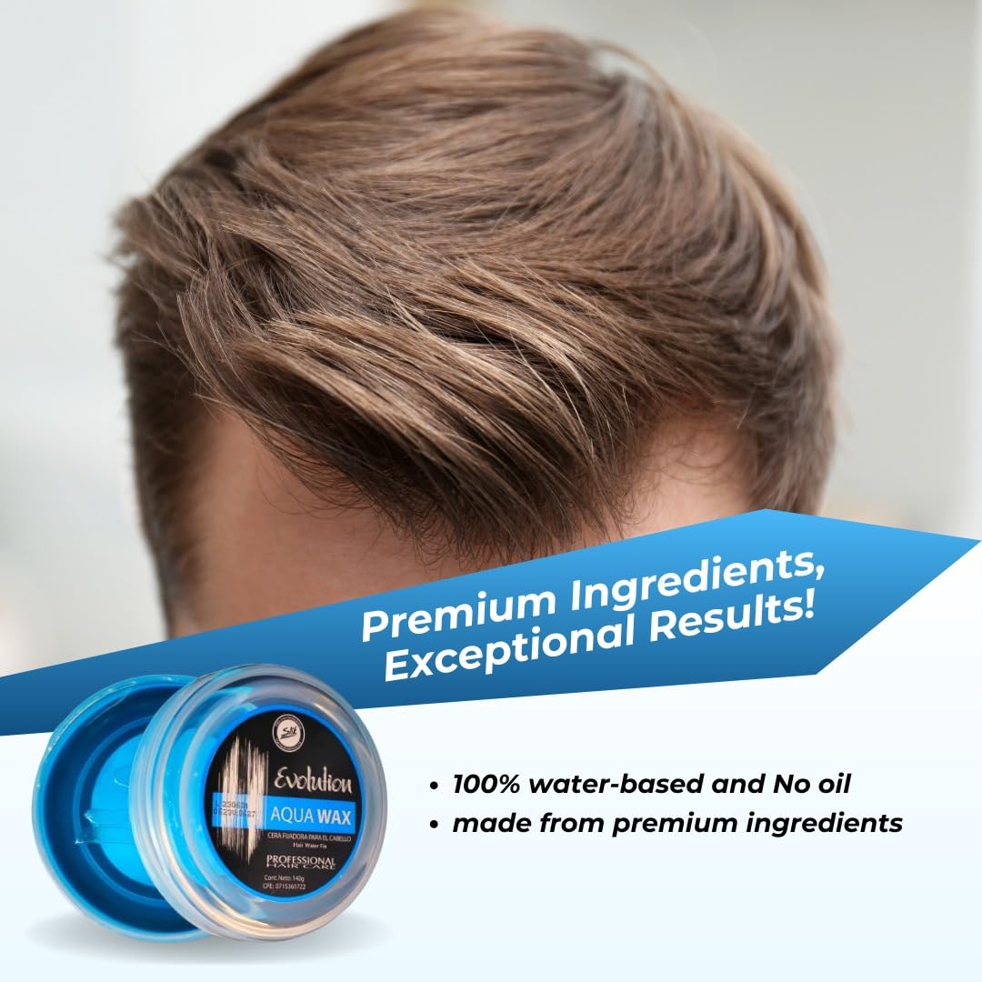 SLIK Aqua Wax Water-Based Hair Styling Wax - Strong Hold, Frizz Control, Easy Wash Out - Unisex for Men, Women, Teens, and Kids (140g / 4.9oz)