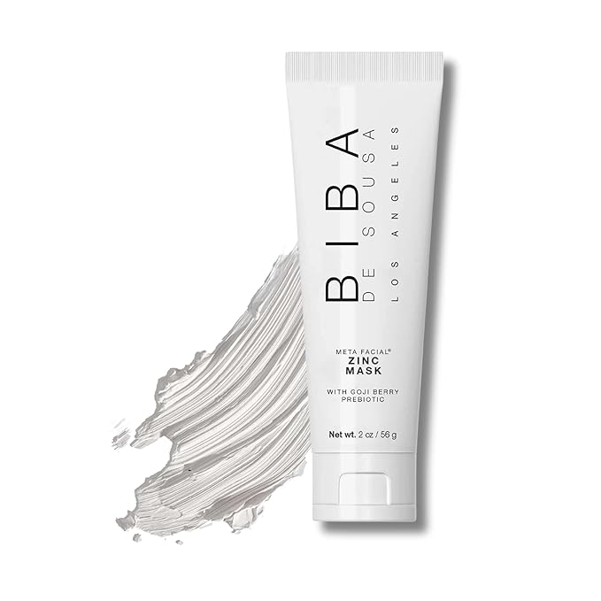 BIBA DE SOUSA The Zinc Mask with Goji Berry Prebiotic - Gentle Pore Purifying Facial Mask - For all Skin Types & Tones - Microbiome Support - Superfruit Blend (2oz)