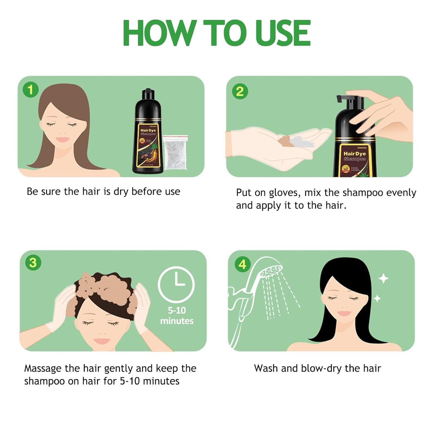 Natural Light Brown Hair Dye Shampoo, Hair Dye Shampoo 3 in 1, Brown Hair Dye for Men Women Colors in Minutes, Easy to Use, Instant Hair Dye for All Hair Types 16.9 Fl Oz (Light brown)