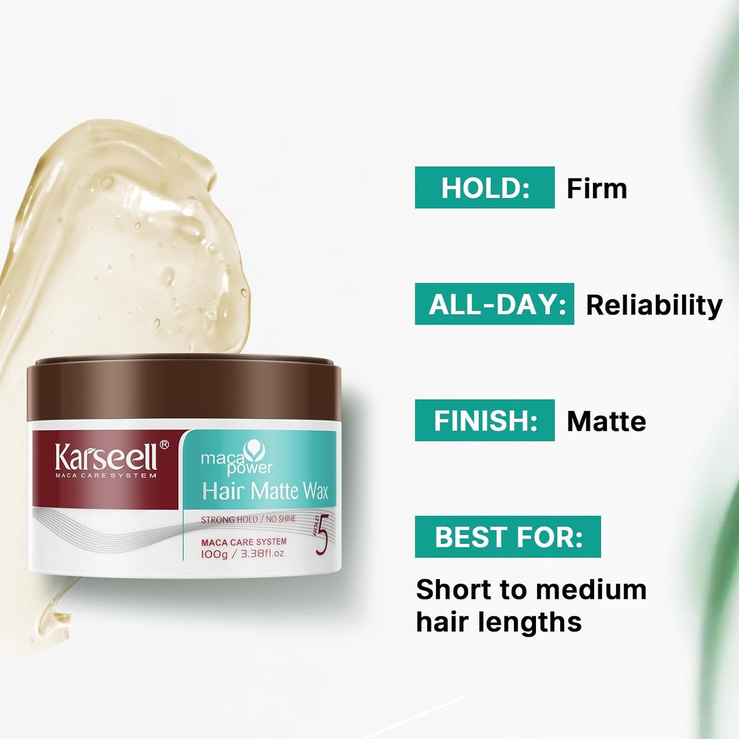 Karseell Hair Wax, Premium Hair Matte Wax for a Strong Hold Styling, for Straight, Wavy and Thick Hair Types, 3.4 Ounces