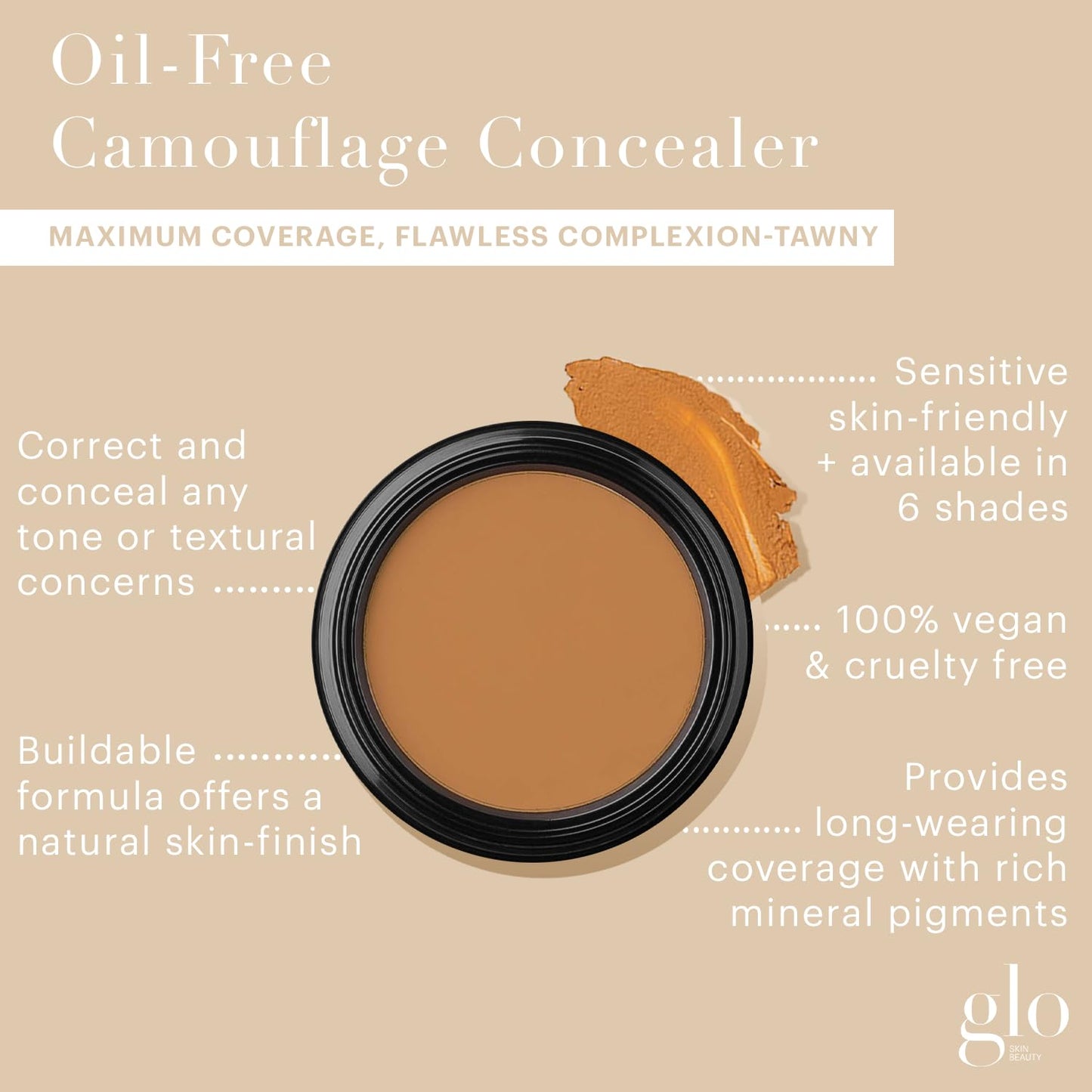 Glo Skin Beauty Oil-Free Camouflage Concealer - Correct and Conceal Imperfections, Blemishes & Dark Spots, Nourishing Makeup for a More Even Complexion (Tawny)