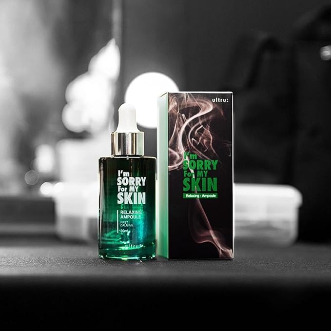 I'M SORRY FOR MY SKIN Facial Skin Ampoule, Korean Skin Care Serum for Face with Centella Asiatica and Hyaluronic Acid, Moisturizing & Glowing Effect (Relaxing Ampoule First Calming)