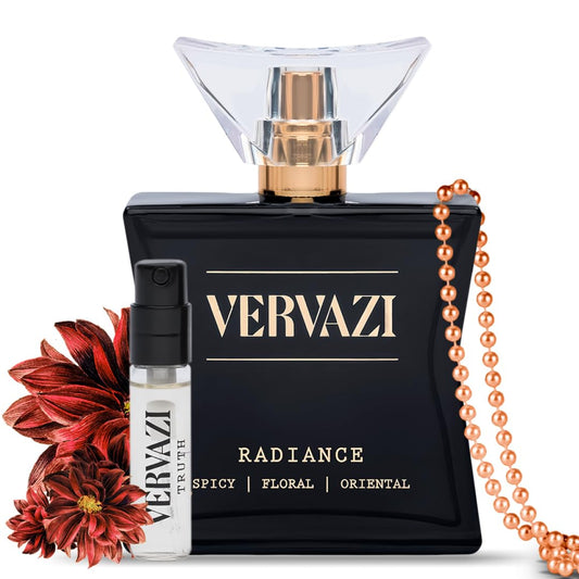 Radiance 50 ml Unisex Eau De Parfum, Spicy, Floral, Oriental Unisex Scent, 22% Concentration, 8+ Hours Lasting Perfume for Women & Men, Day & Night Wear, Includes Truth Perfume Tester