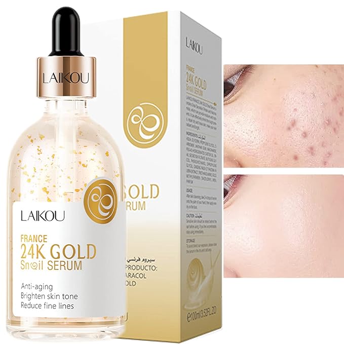 Snail Serum for Face,Hyaluronic Acid Serum with Vitamin B3 Oil Niacinamide Serum Facial 24k Gold Snail Collagen Reduces Fine Lines Brightening Nourishing Hydrating Face Serum Skincare Product