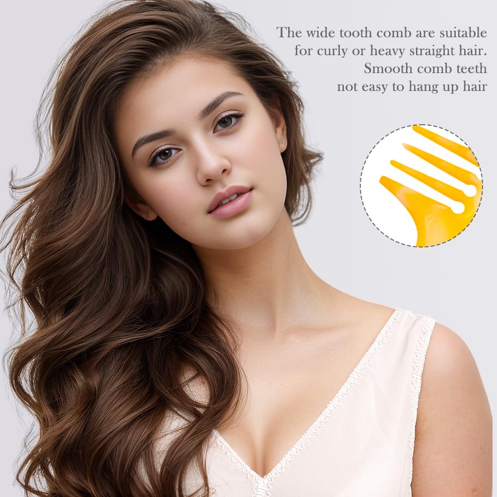 Yellow Hair Styling Combs Set - Wide-Tooth, Fine-Tooth, Rat Tail, and Dual Comb for Men and Women