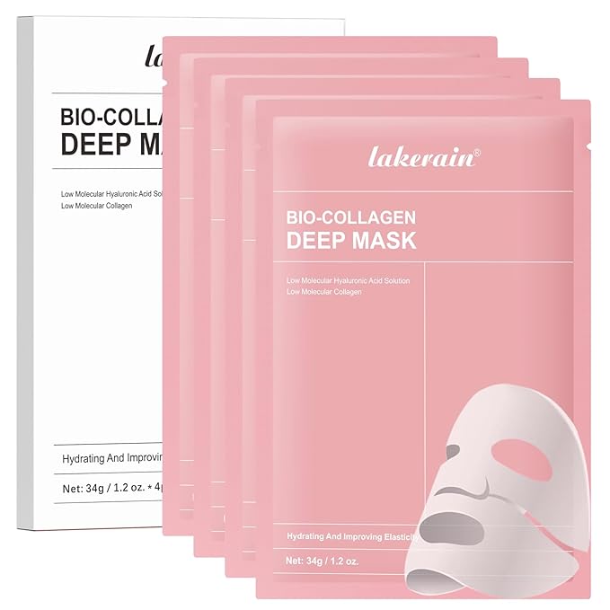 NICEFACE Bio-Collagen Deep Hydrating Face Mask with Hyaluronic Acid - Overnight Hydrogel Mask for Firming, Elasticity & Pore Minimizing - Korean Skincare Facial Treatment, 34g x4ea
