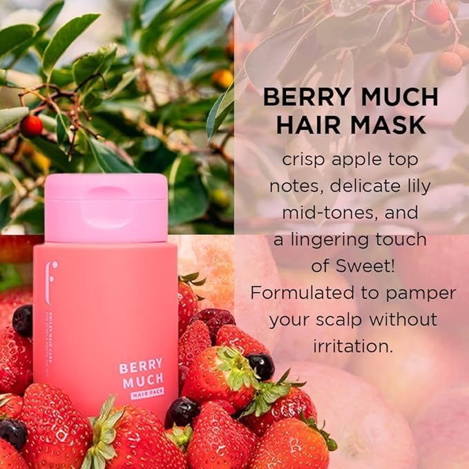 Leave-In Hair Mask - Berry Much, Apple Scent, No-Wash Treatment with 4-Berry Complex and Essential Oils for Dry, Damaged Hair, Split Ends & Breakage, Infused with Biotin & Vitamins, 10 Fl oz