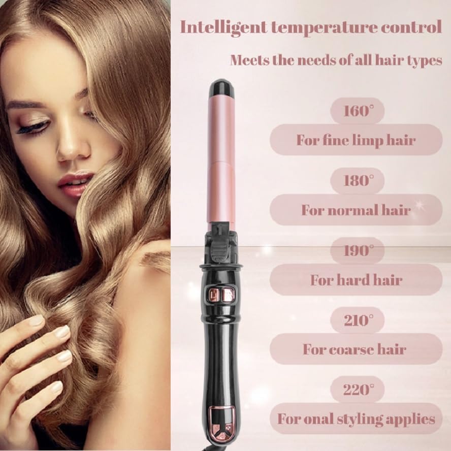 1.1 inch Automatic Curling Wand Rotating Curling Iron for Long Short Hair, Automatic Hair Curler with LED Display, Professional Hair Styling Irons Fast Heating