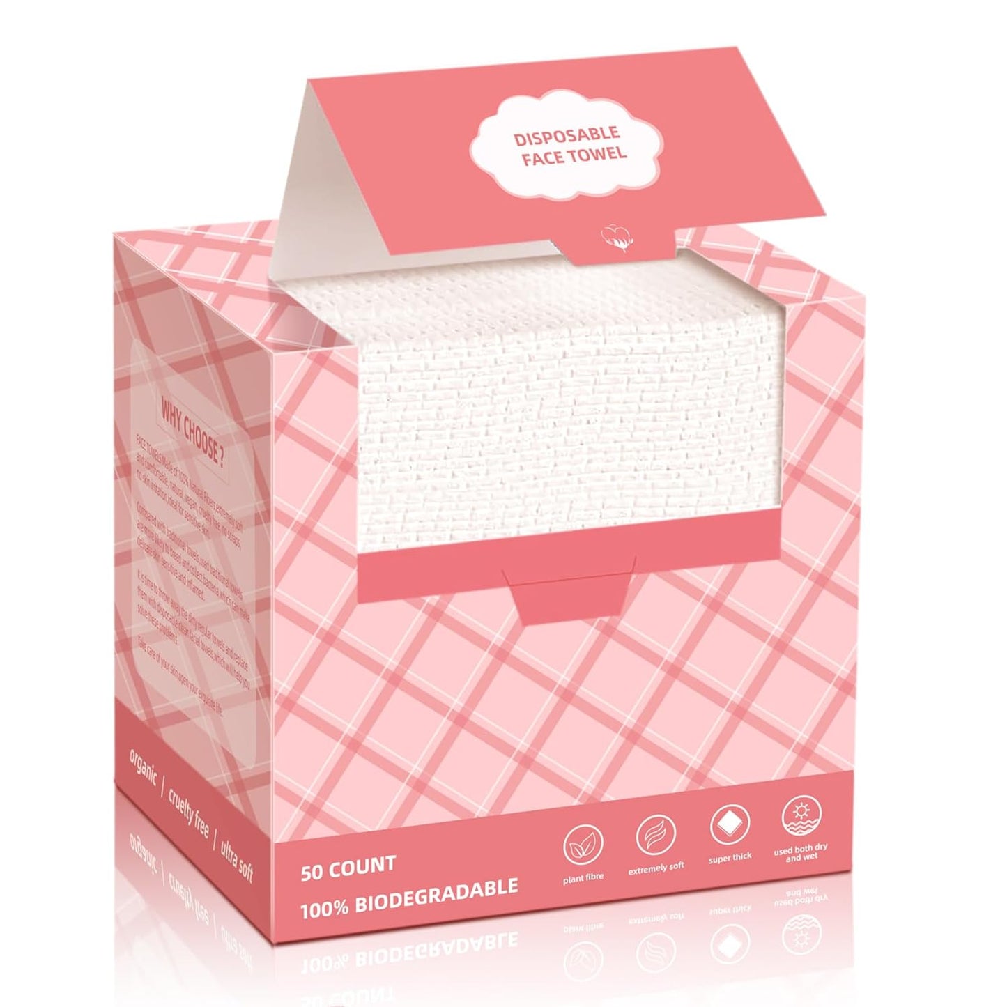 Disposable Face Towels, 10"×12" Facial Towelettes Disposable, Makeup Remover Dry Wipes for Sensitive Skin, Makeup Removing, Cleansing, Nursing, Travel