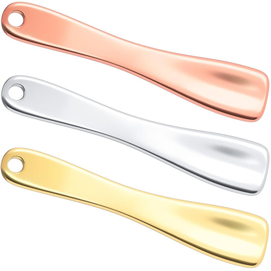 3pcs Metal Facial Spatula, Mini Facial Massage Sticks for Women, Reusable Cosmetic Spoons Skincare Applicators for Eye Cream Lotion Moisturizers- Gold & Silver & Rose Gold