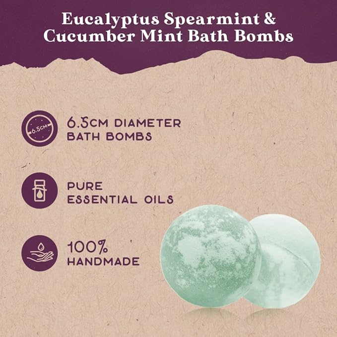 Purple Canyon Bath Gift Set for Women | Revitalizing Eucalyptus Spearmint and Cucumber Mint Self-Care Gift for Women