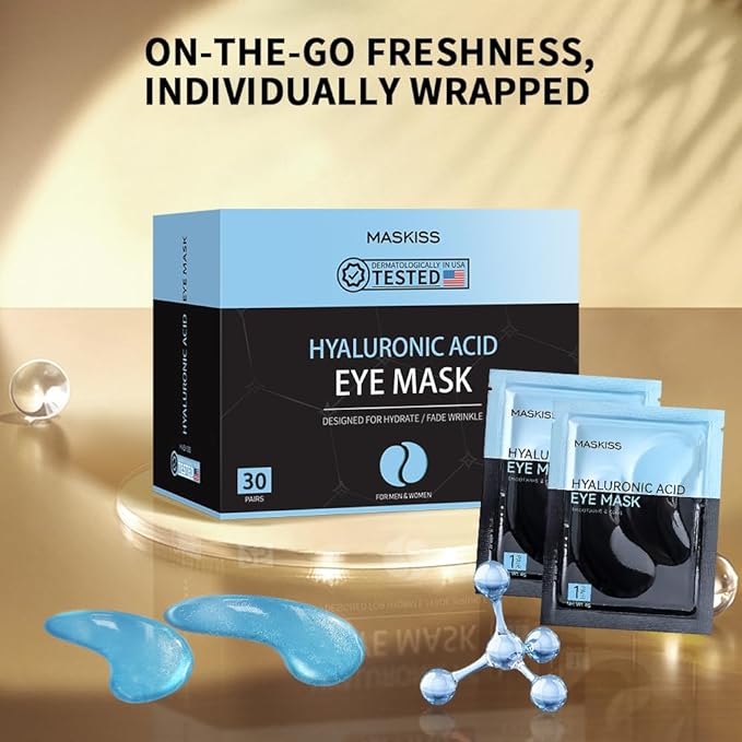 Under Eye Patches (30 Pairs), Hyaluronic Acid Eye Masks for Dark Circles Puffy Eyes Undereye Bags, Collagen Eye Patches for Wrinkles and Hydrate, Skin Care Gift for Her